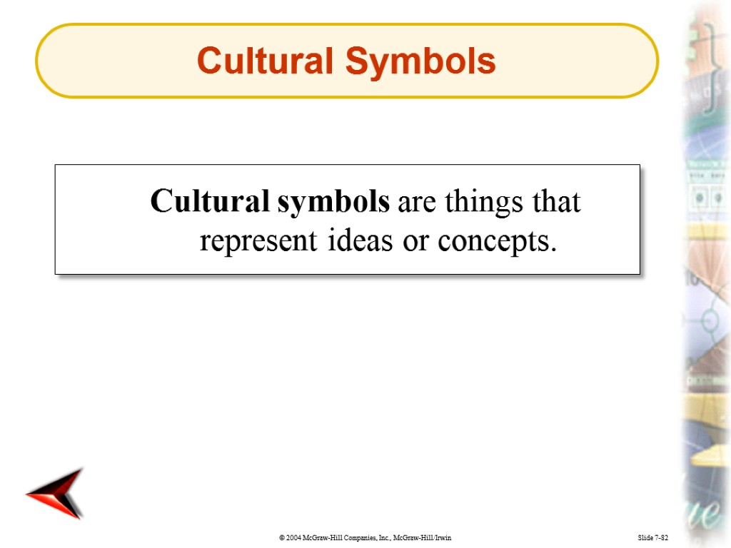 Slide 7-82 Cultural symbols are things that represent ideas or concepts. Cultural Symbols